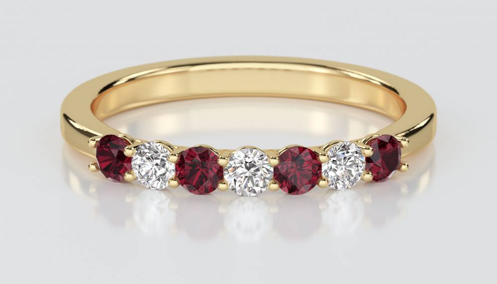 0.90ct Red Ruby And Diamond Eternity Ring Y