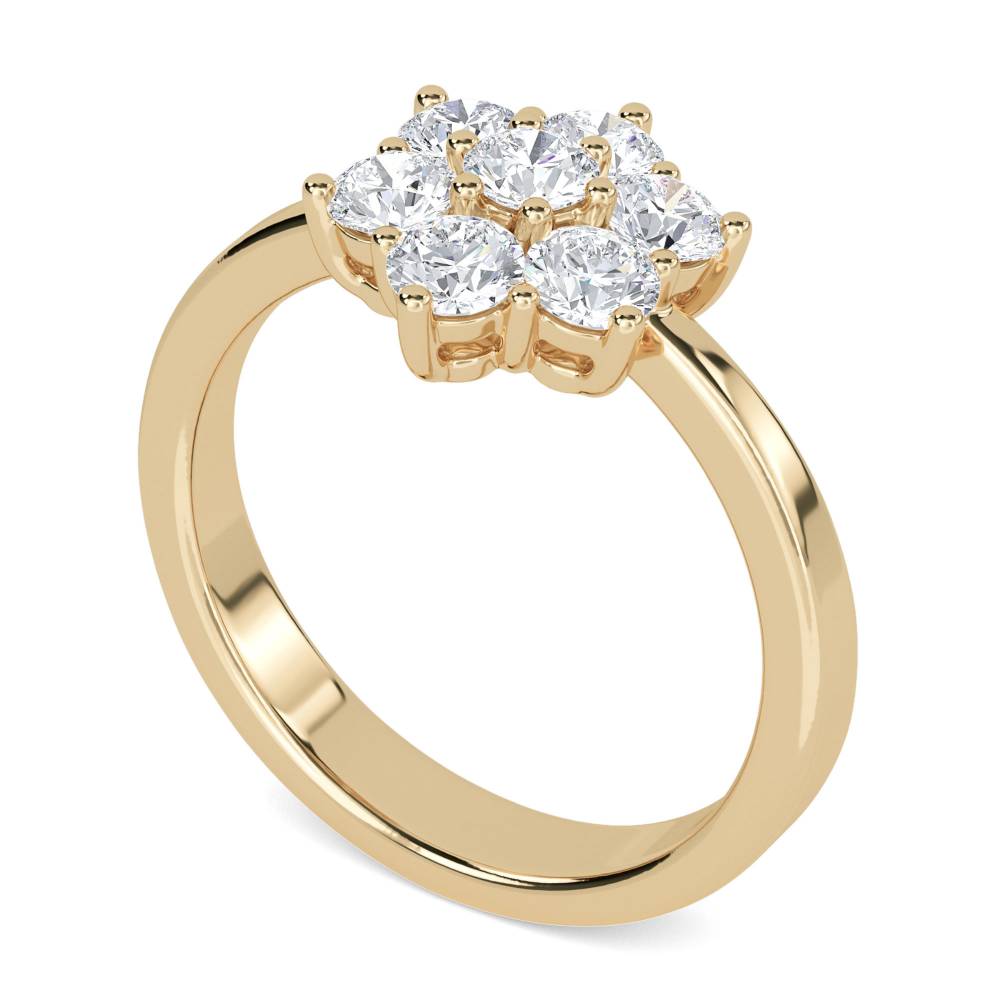 Elegant Round Diamond Flower Cluster Ring Y