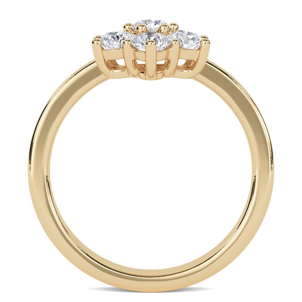 Elegant Round Diamond Flower Cluster Ring Y