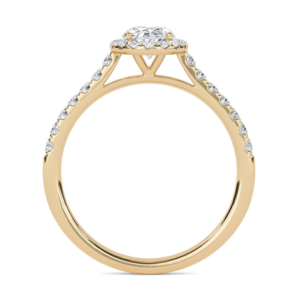 Oval Diamond Single Halo Shoulder Set Ring Y