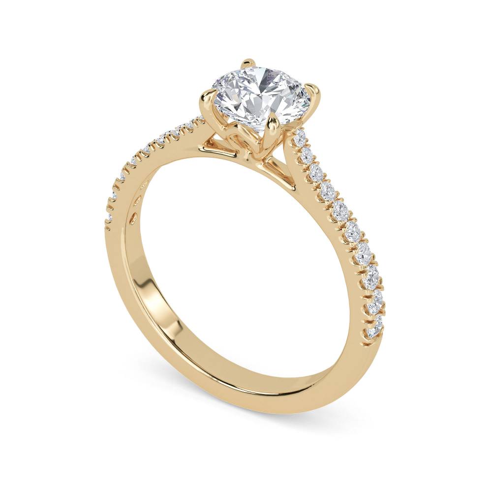 Shoulder Set Diamond Engagement Ring Yellow Gold