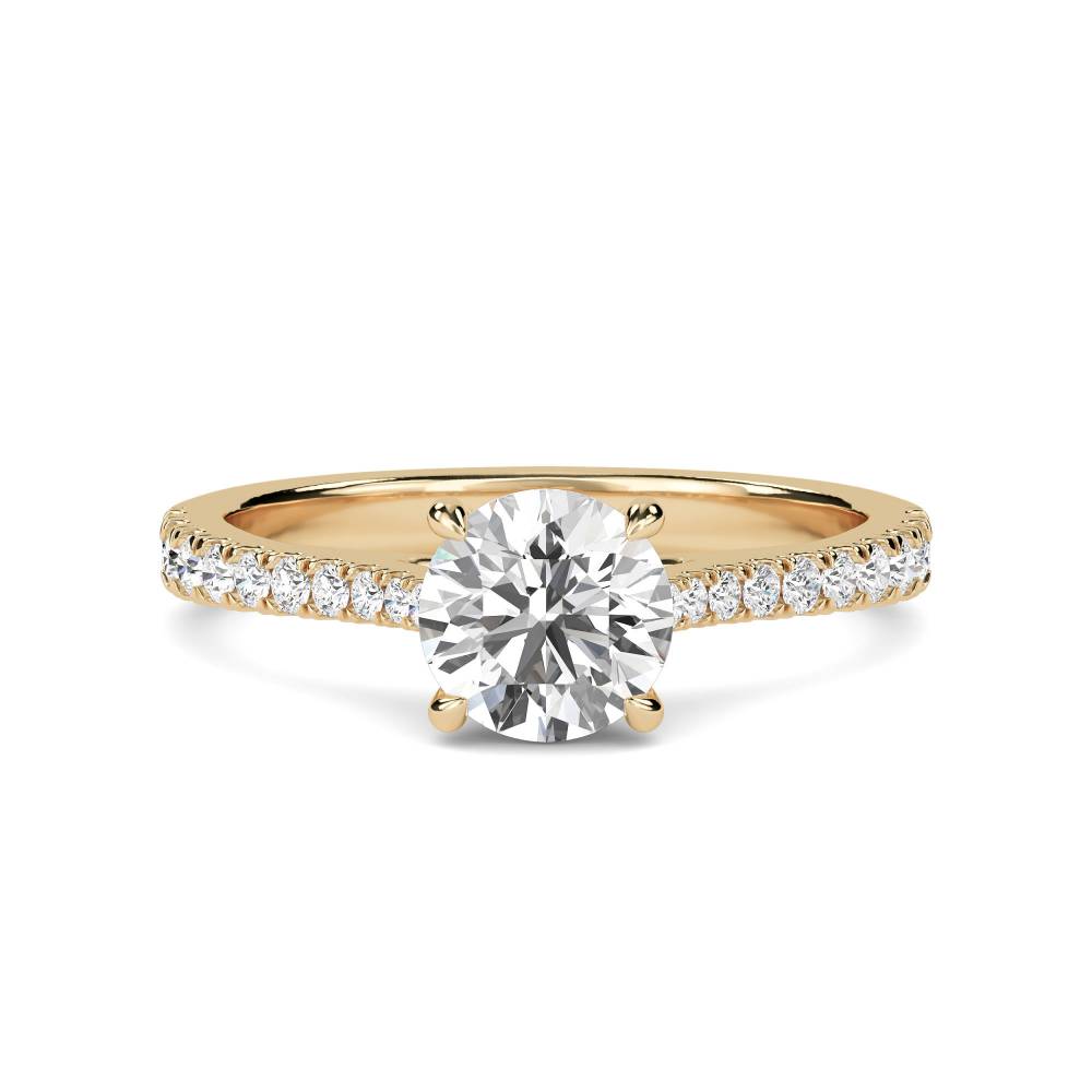 Shoulder Set Diamond Engagement Ring Yellow Gold