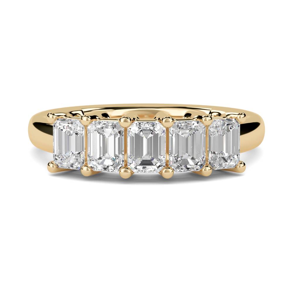 DHRZ0206 5 Stone Emerald Diamond Half Eternity Ring Y