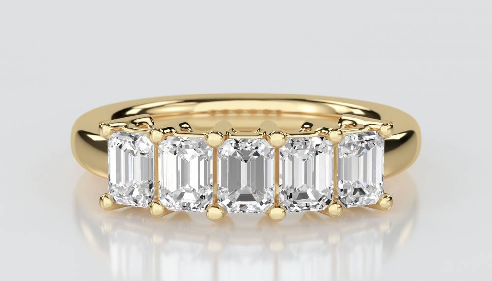 DHRZ0206 5 Stone Emerald Diamond Half Eternity Ring Y