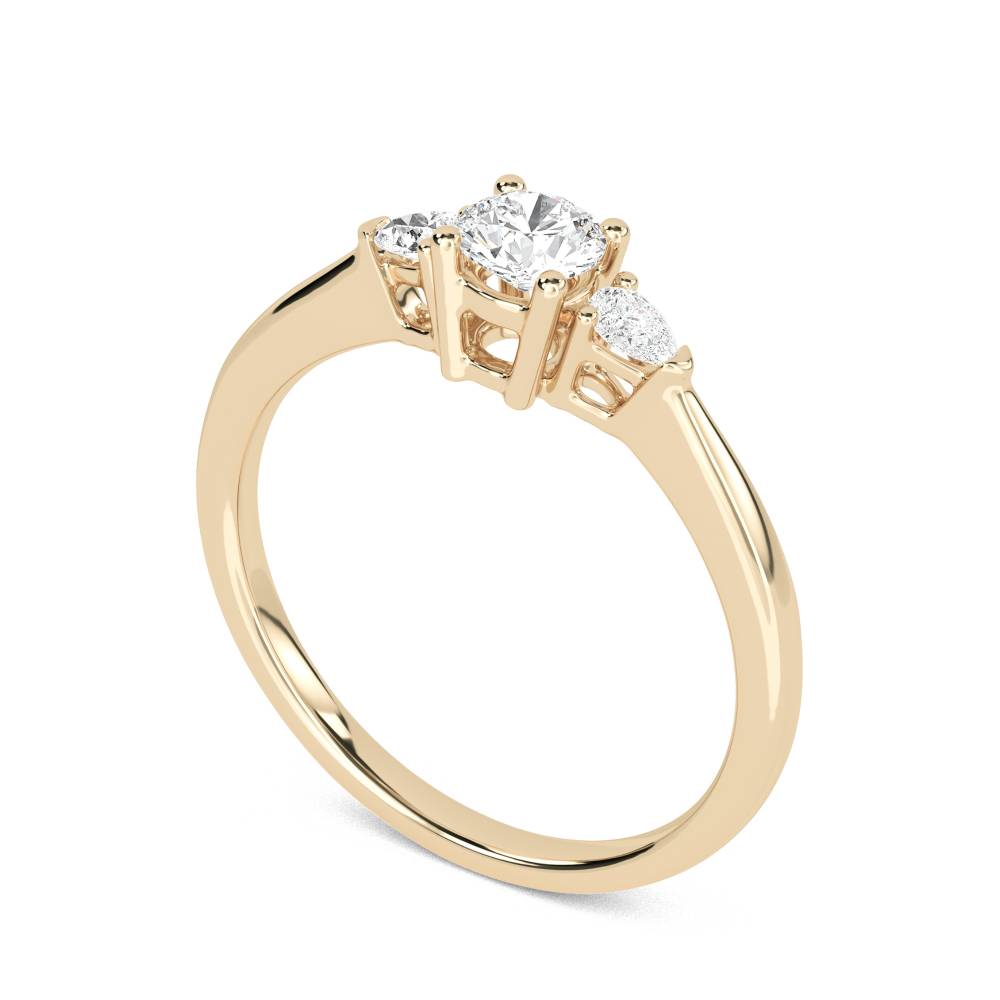 DHTRI3001 Elegant Round & Pear Diamond Trilogy Ring Y