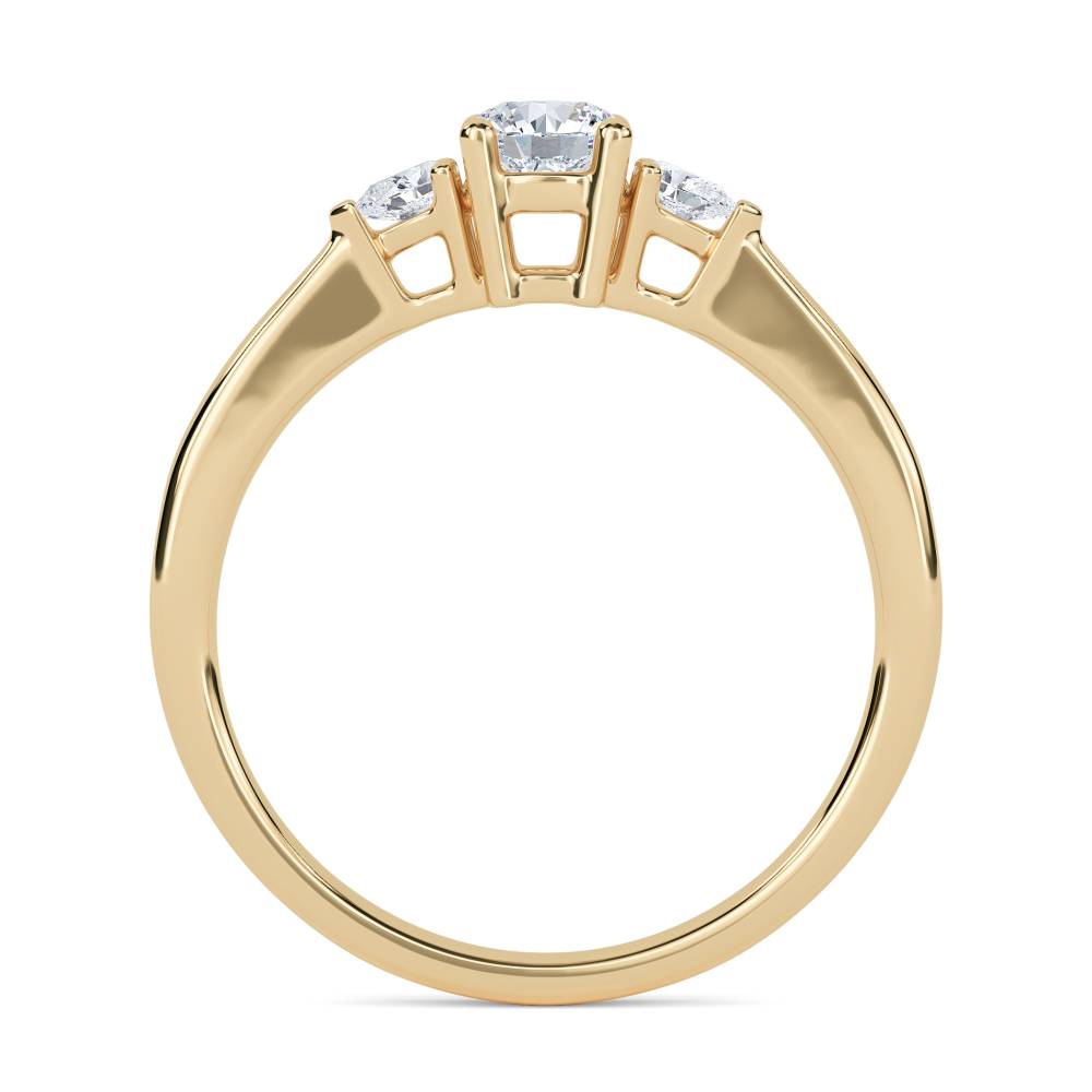DHTRI3001 Elegant Round & Pear Diamond Trilogy Ring Y