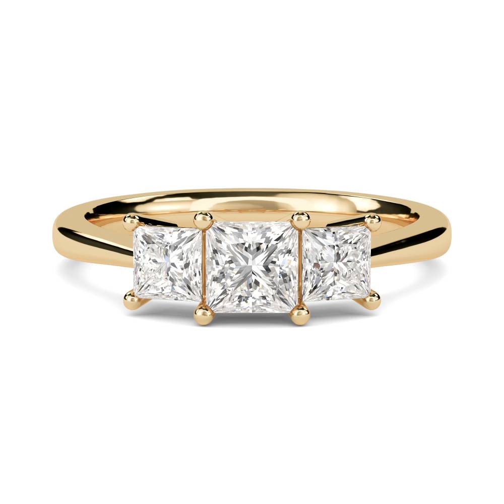 DHDOMR3142 Tapered Band Princess Diamond Trilogy Ring Y