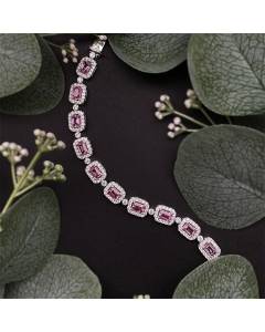 12.54ct VS/EF Pink Sapphire & Round Diamond Bracelet