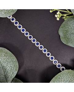 12.46CT VS/F-G Round Diamond & Blue Sapphire Bracelet