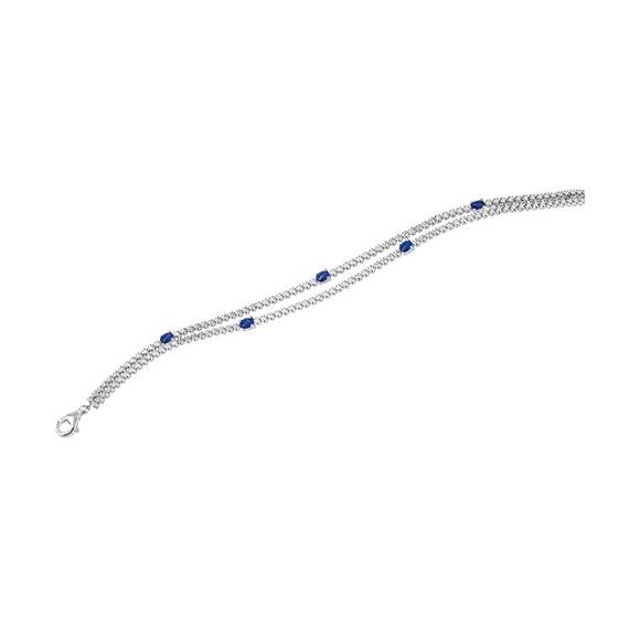 2.10ct VS/F-G Double Row Bracelet Diamond and Blue Sapphire