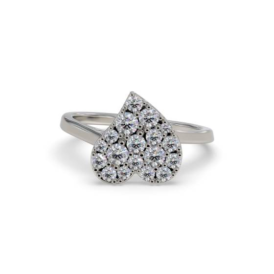 Heart Shaped Round Diamond Cluster Ring