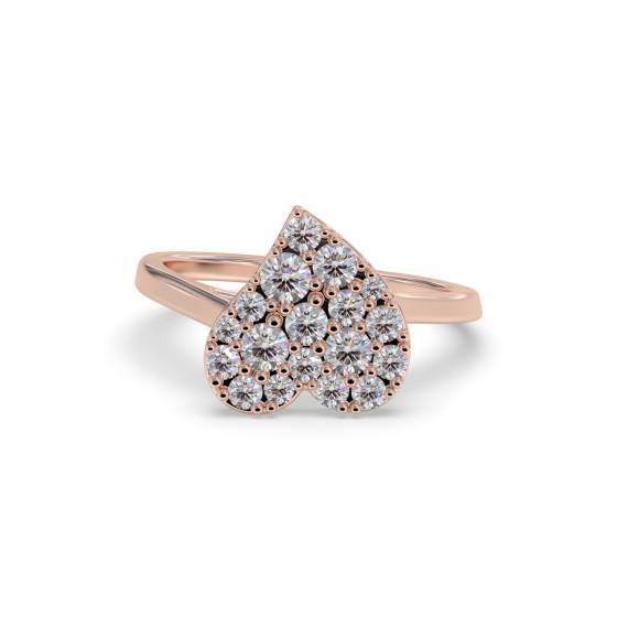 Heart Shaped Round Diamond Cluster Ring