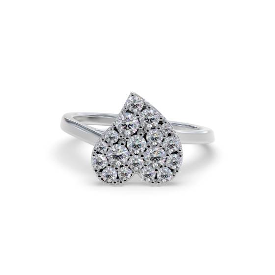 Heart Shaped Round Diamond Cluster Ring