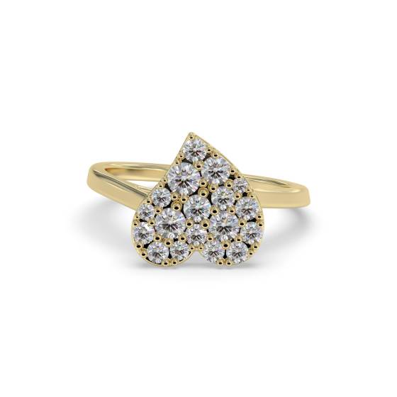 Heart Shaped Round Diamond Cluster Ring