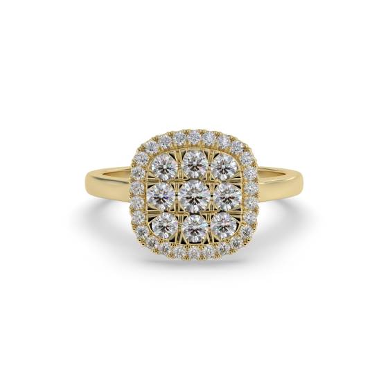 Elegant Round Diamond Halo Cluster Ring