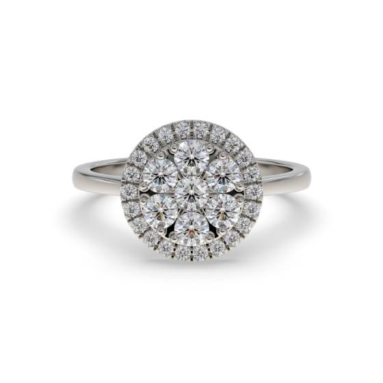 Elegant Round Diamond Halo Cluster Ring