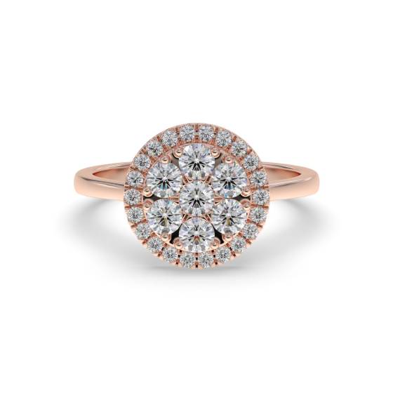 Elegant Round Diamond Halo Cluster Ring