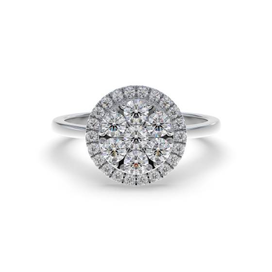 Elegant Round Diamond Halo Cluster Ring