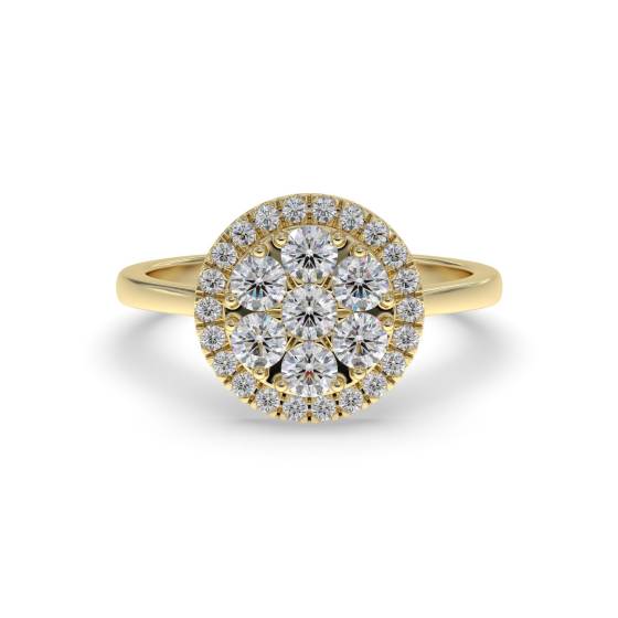 Elegant Round Diamond Halo Cluster Ring