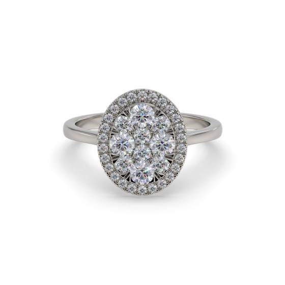 Elegant Round Diamond Halo Cluster Ring