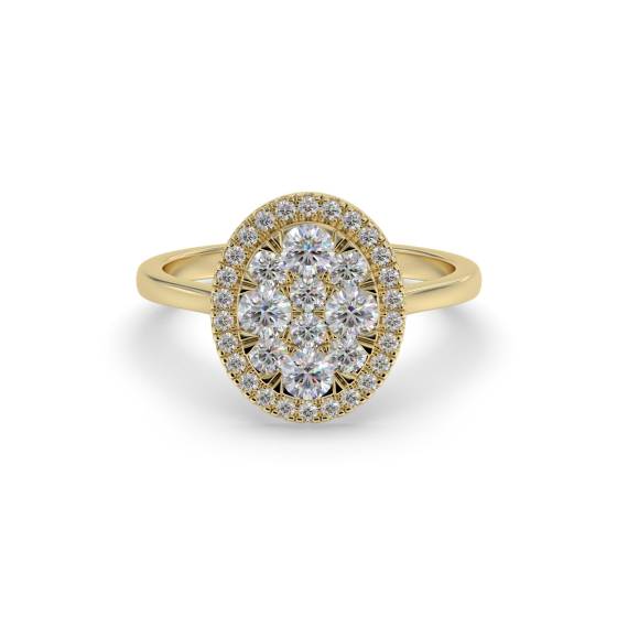 Elegant Round Diamond Halo Cluster Ring