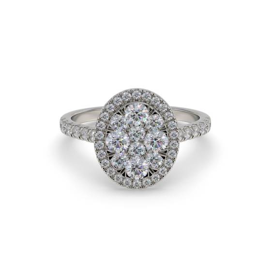 Elegant Round Diamond Halo Cluster Ring