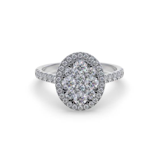 Elegant Round Diamond Halo Cluster Ring
