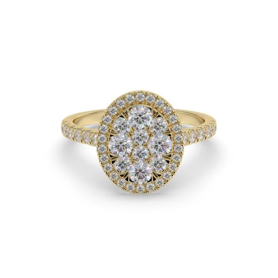 Elegant Round Diamond Halo Cluster Ring