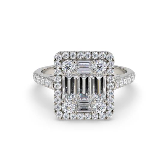 Elegant Round Diamond Halo Cluster Ring
