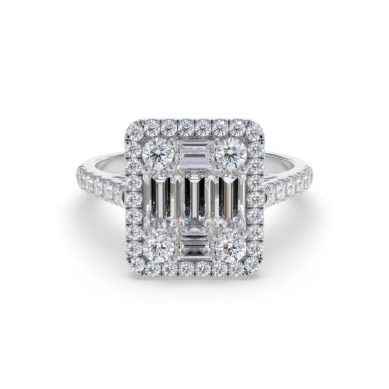 Elegant Round Diamond Halo Cluster Ring