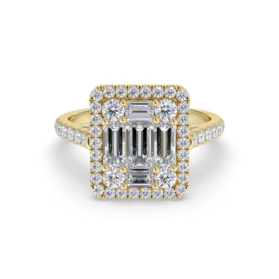 Elegant Round Diamond Halo Cluster Ring