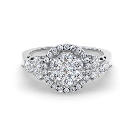 Elegant Round Diamond Halo Cluster Ring
