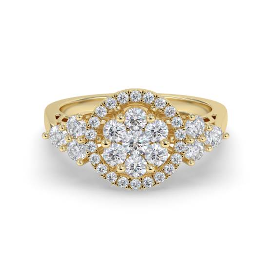 Elegant Round Diamond Halo Cluster Ring
