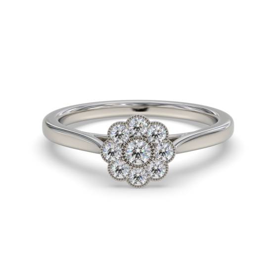 Elegant Round Diamond Halo Cluster Ring