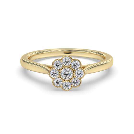 Elegant Round Diamond Halo Cluster Ring