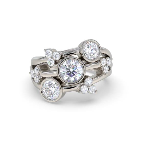 Round Diamond Bezel Set Designer Dress Ring