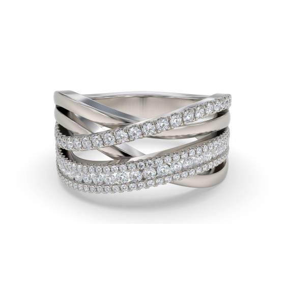 Elegant Round Diamond Cross Over Dress Ring