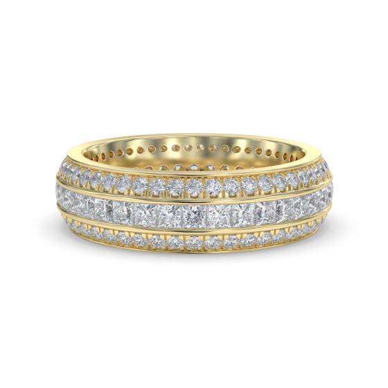 Elegant Princess and Round Diamond Multi Row Dress Ring