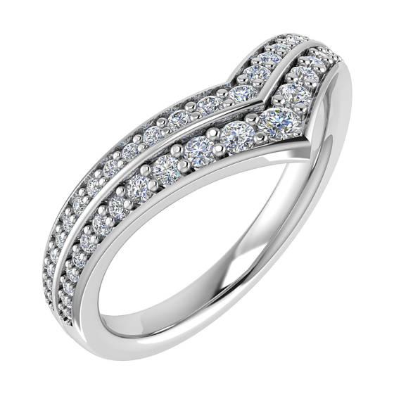 Wishbone Shaped Diamond Wedding Ring