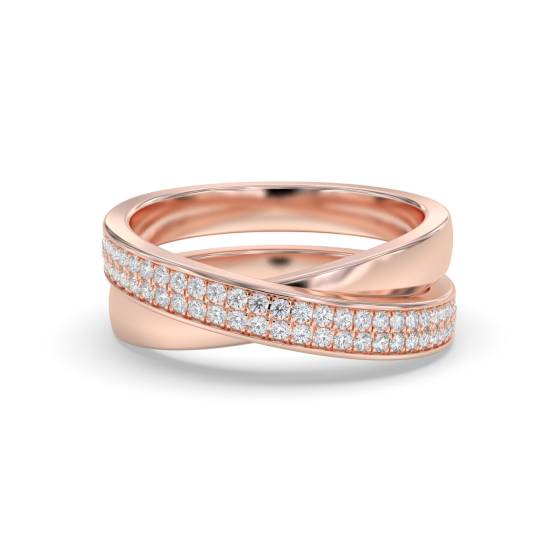 Elegant Round Diamond Cross Over Dress Ring
