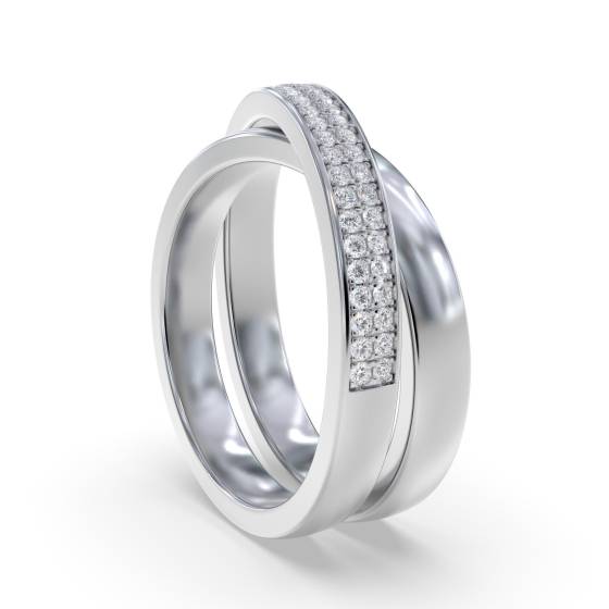 Elegant Round Diamond Cross Over Dress Ring