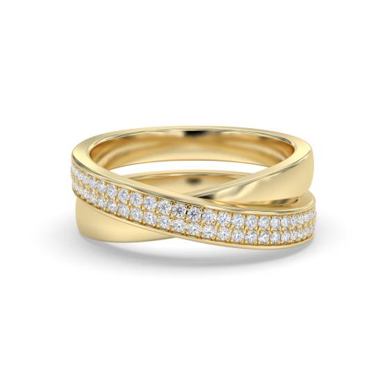 Elegant Round Diamond Cross Over Dress Ring