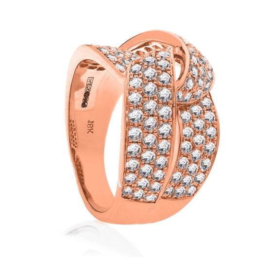 Elegant Round Diamond Cross Over Dress Ring