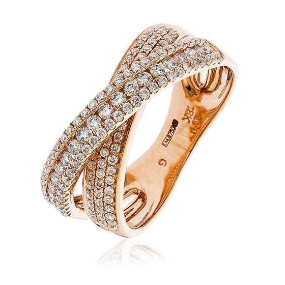 Elegant Round Diamond Cross Over Dress Ring