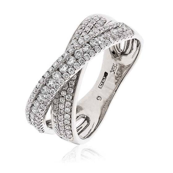 Elegant Round Diamond Cross Over Dress Ring