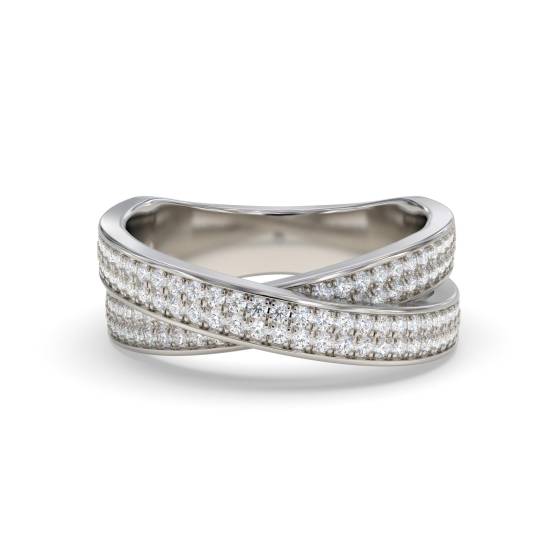 Elegant Round Diamond Cross Over Dress Ring