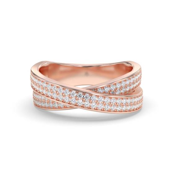 Elegant Round Diamond Cross Over Dress Ring