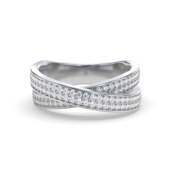 Elegant Round Diamond Cross Over Dress Ring