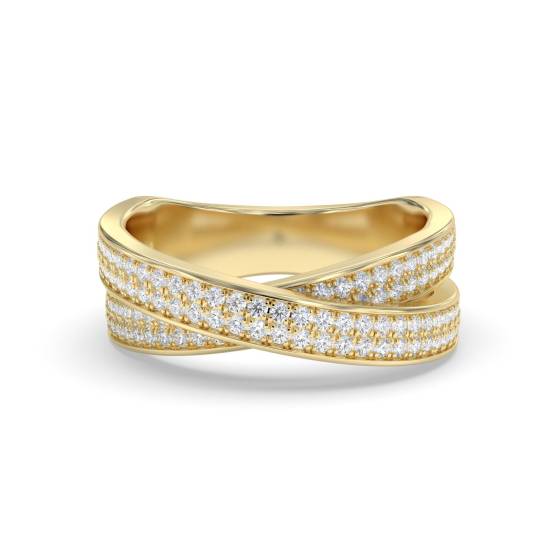 Elegant Round Diamond Cross Over Dress Ring
