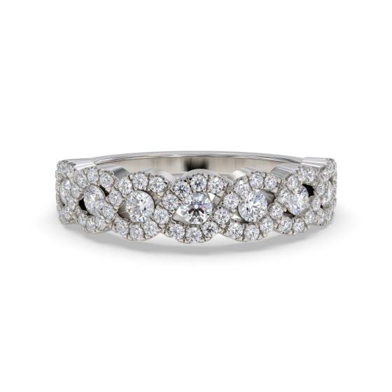 Elegant Round Diamond Cross Over Dress Ring